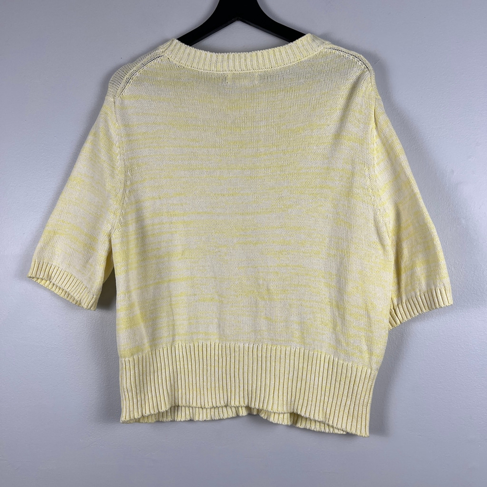 Amaryllis women short sleeve knit top 100% cotton sweater yellow size M - Picture 2 of 8